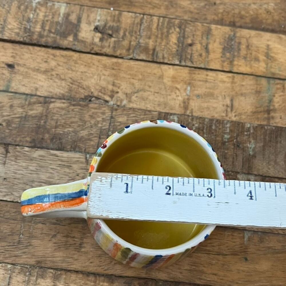 Handmade Ceramic Coffee Mug Rainbow Brush Strokes Design Artist Signed - Picture 11 of 12